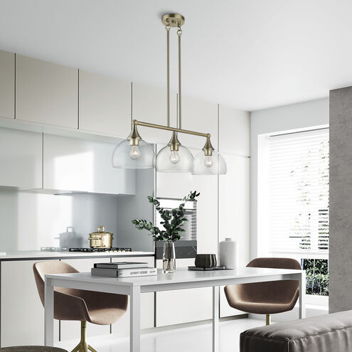 Glendon 3 Light 30 inch Antique Brass Linear Chandelier Ceiling Light