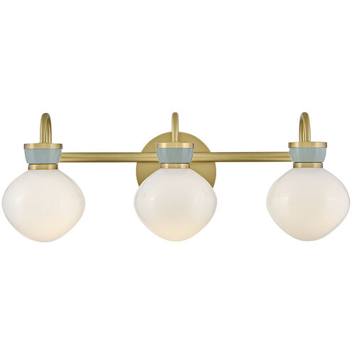 Lucy 3 Light 25 inch Lacquered Brass with Seafoam Bath Light Wall Light