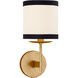 kate spade new york Walker 1 Light 5.5 inch Gild Sconce Wall Light in Cream Linen with Black Linen Trim, Small