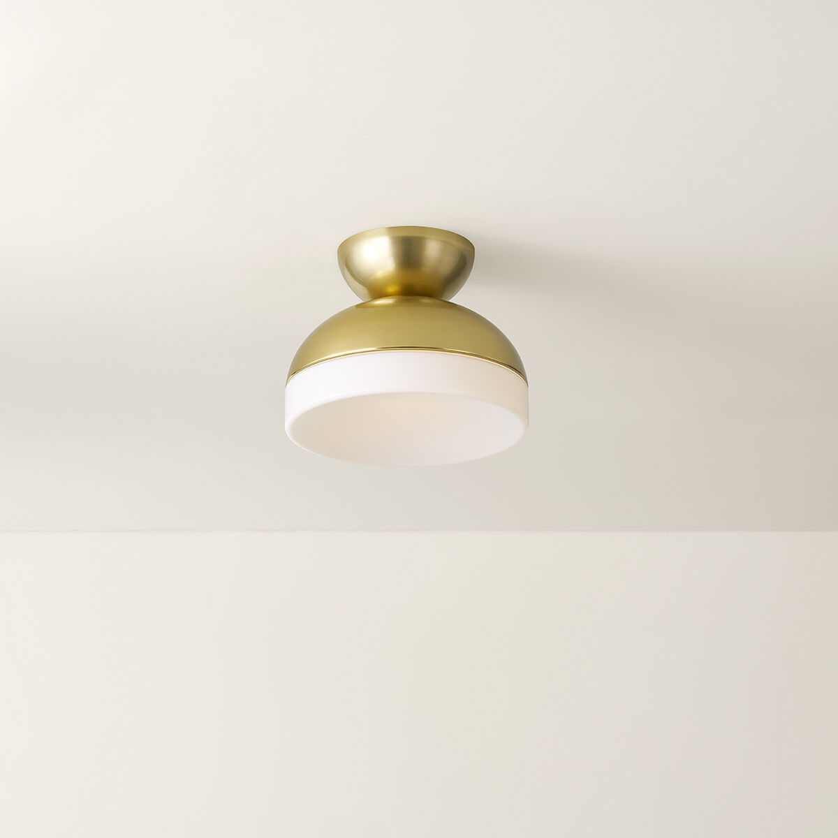 Rue 1 Light 11 inch Aged Brass Flush Mount Ceiling Light