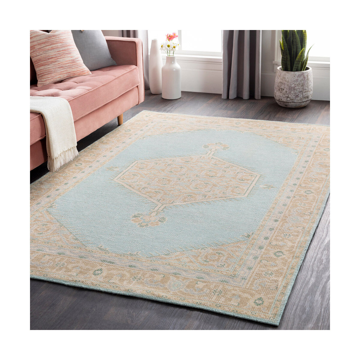 Zahra 102 X 66 inch Sage/Tan/Beige/Dark Green/Medium Gray Rugs, Wool