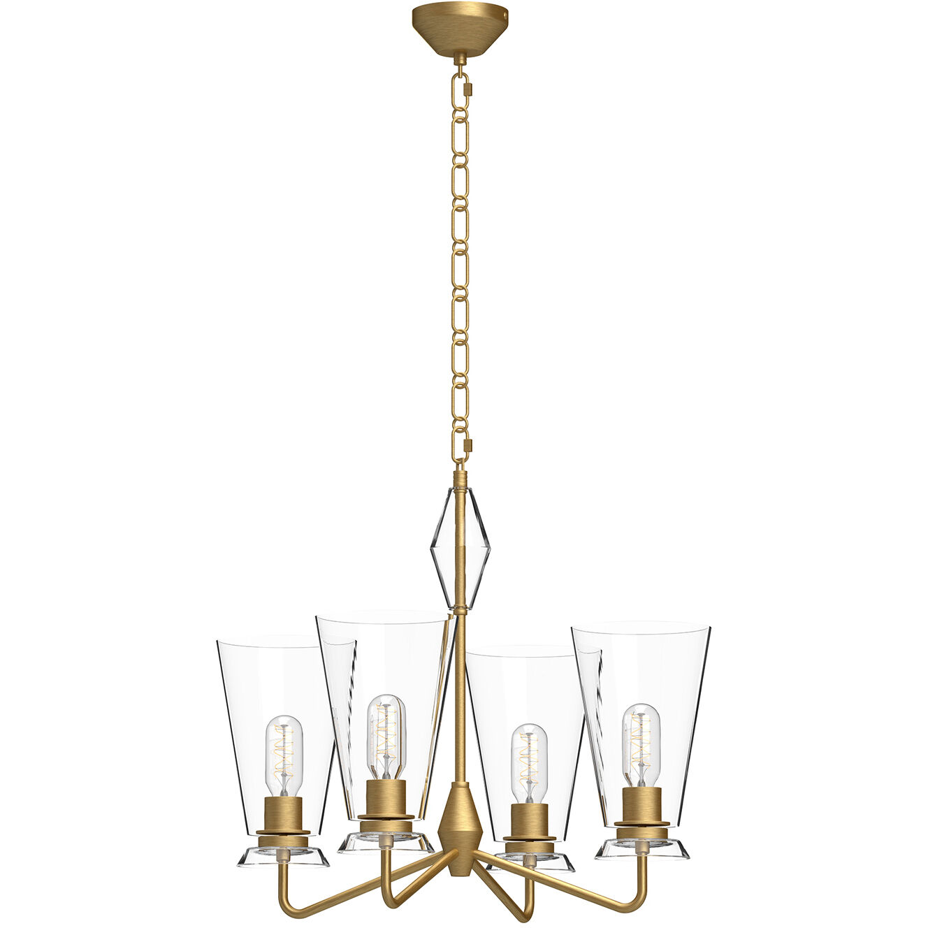 Alora Mood Salem 4 Light 22.5 inch Brushed Gold/Clear Glass Chandelier Ceiling Light