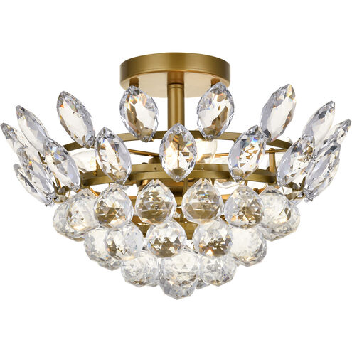 Emilia 3 Light 14 inch Brass Flush Mount Ceiling Light