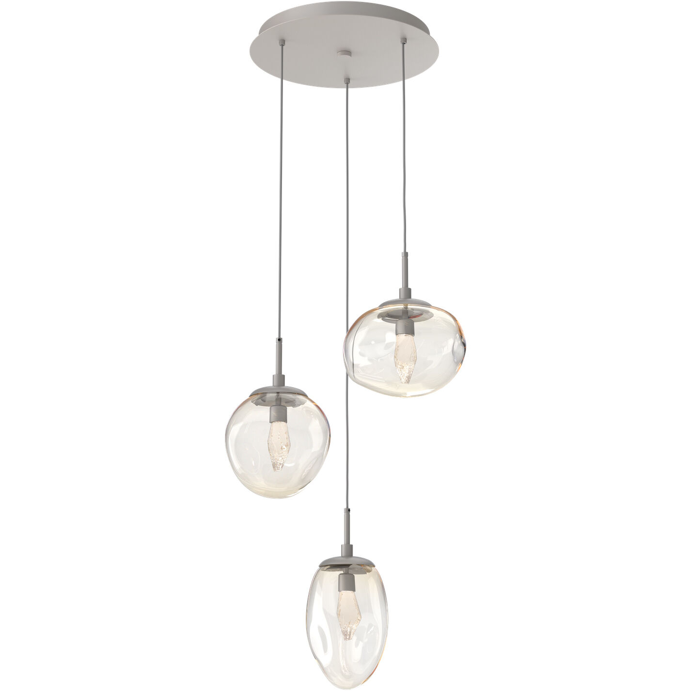 Cosmos LED LED 22.3 inch Beige Silver Chandelier Ceiling Light in Metallic Beige Silver, Clear Geo Inner with Amber Cosmos Outer, 2700K LED, Round Multi-Port