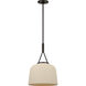 Richard June Liora 1 Light 12 inch Aged Iron Pendant Ceiling Light in LED, Ivory Stoneware