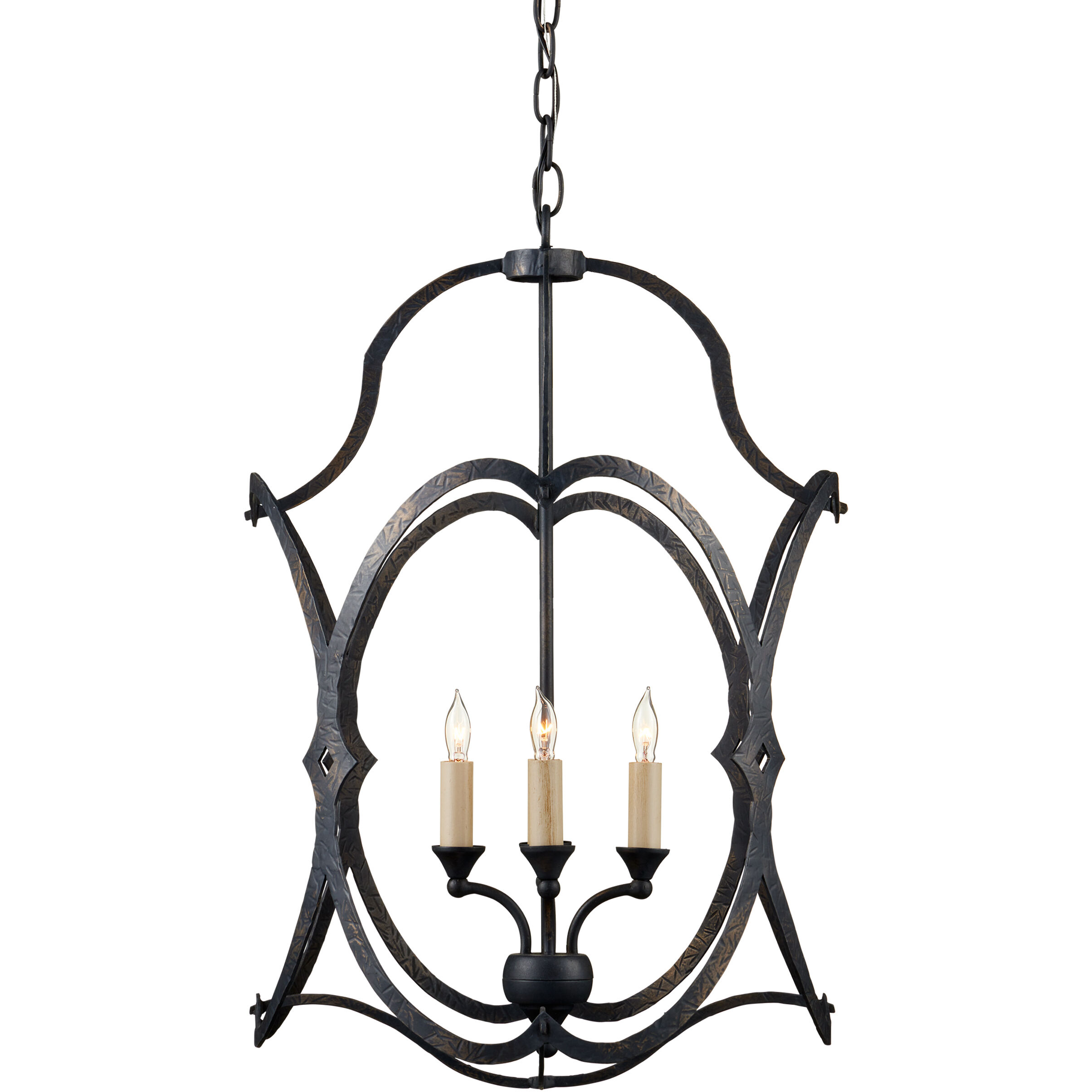Charisma 4 Light 16 inch French Black Foyer Lantern Ceiling Light, Small