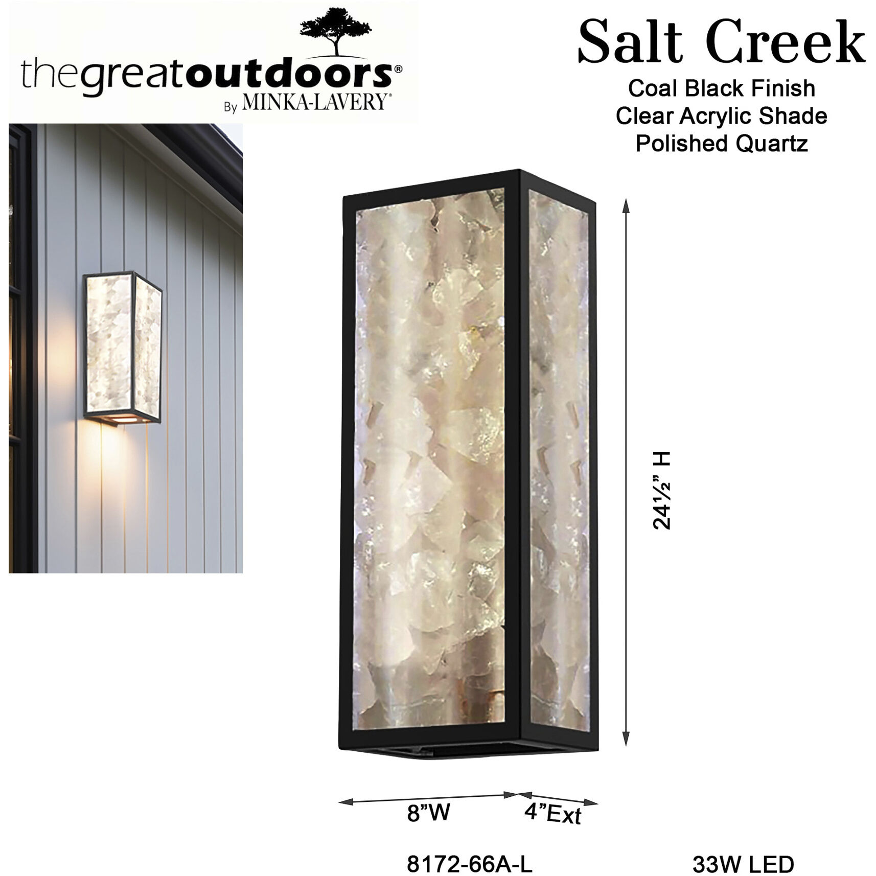 Great Outdoors Salt Creek LED 24.5 inch Coal Outdoor Wall Sconce