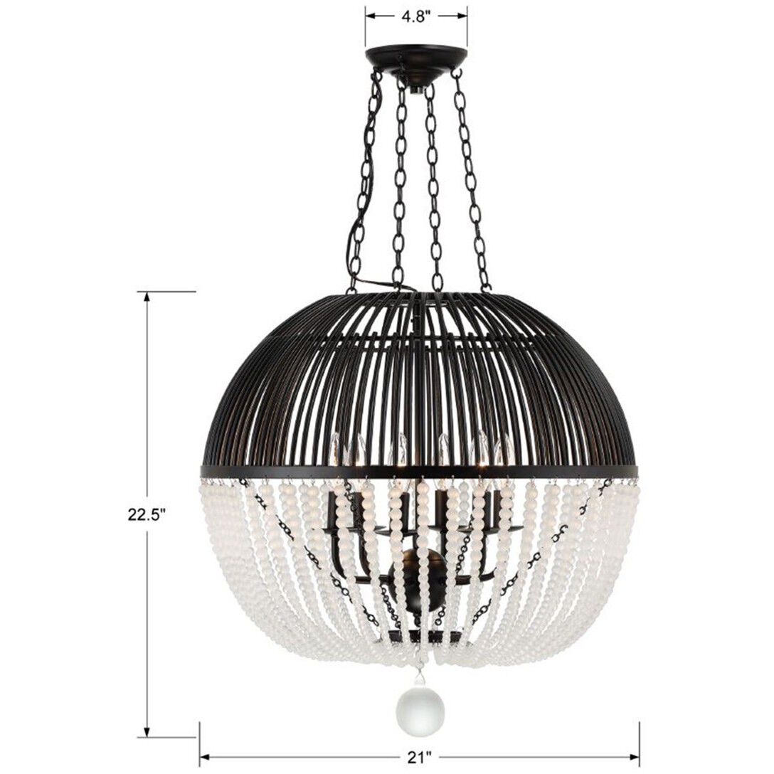 Duval 6 Light 21 inch Matte Black Chandelier Ceiling Light