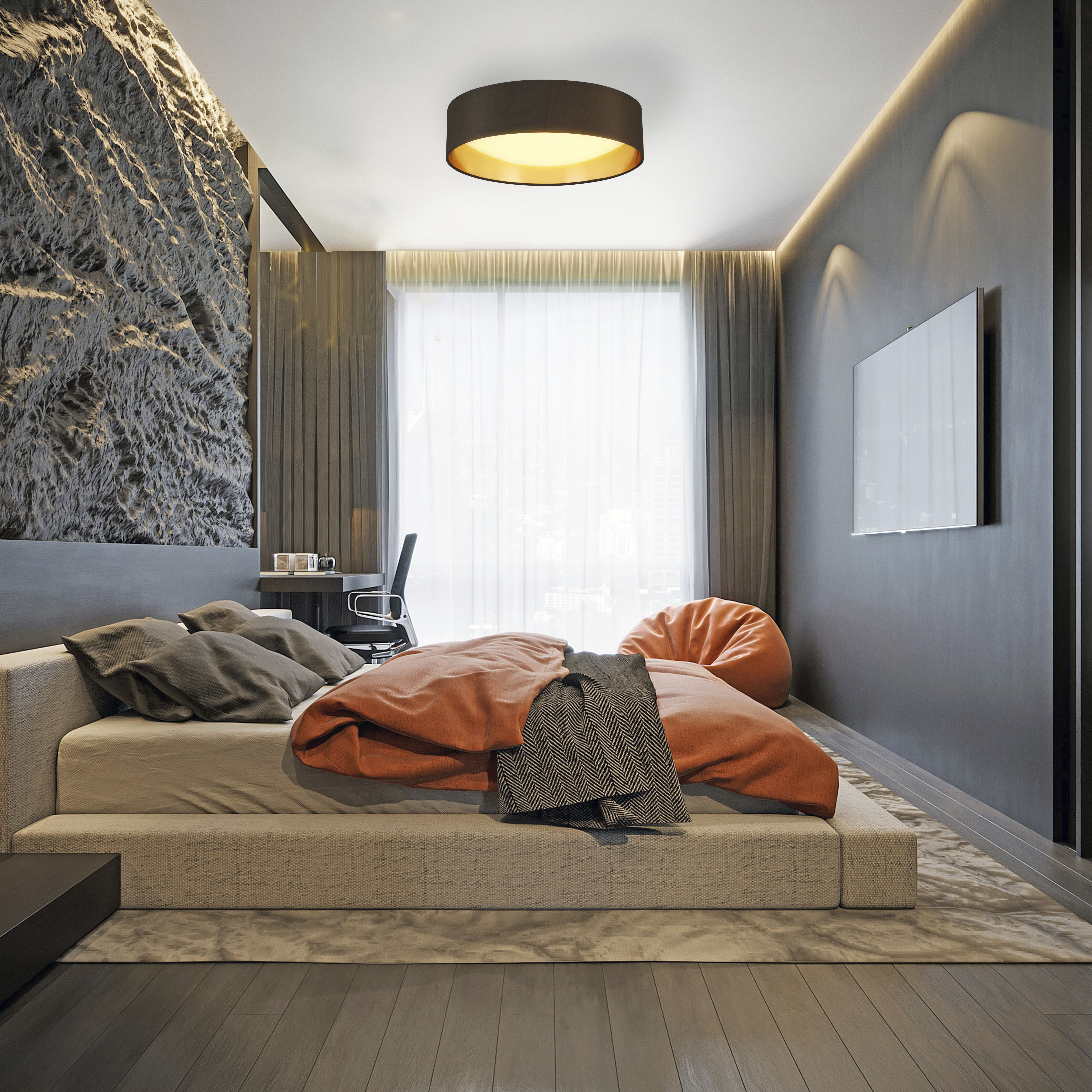 Orme LED 15.94 inch Black/Gold Flush Mount Ceiling Light