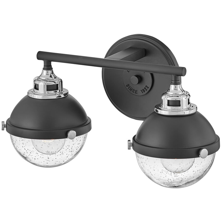 Fletcher 2 Light 16 inch Black with Chrome Vanity Light Wall Light in Black/Chrome