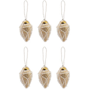 Pomeroy Gold Holiday Ornament, Beaded Conical