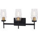 Warren LED 22 inch Matte Black and Brushed Brass Bathroom Light Wall Light in 3