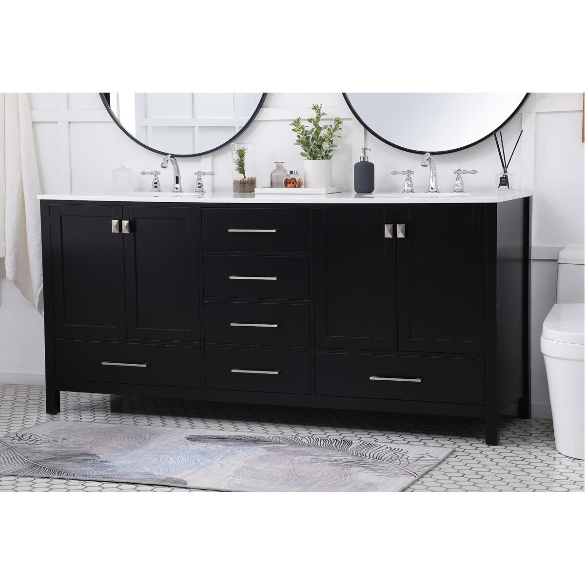 Irene 72 X 22 X 34 inch Black Vanity Sink Set