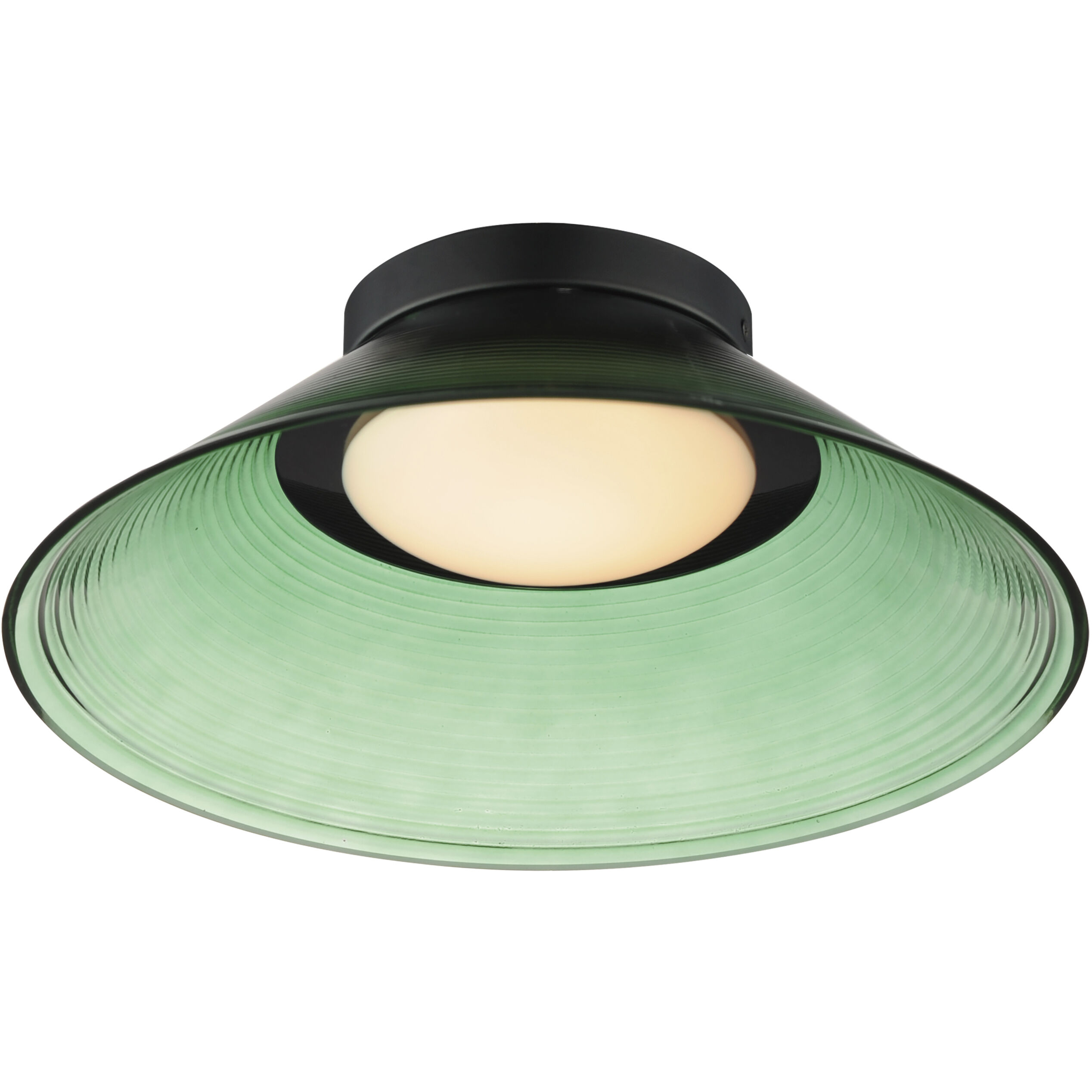 Jensen LED 11.75 inch Black Semi-Flush Mount Ceiling Light in Green
