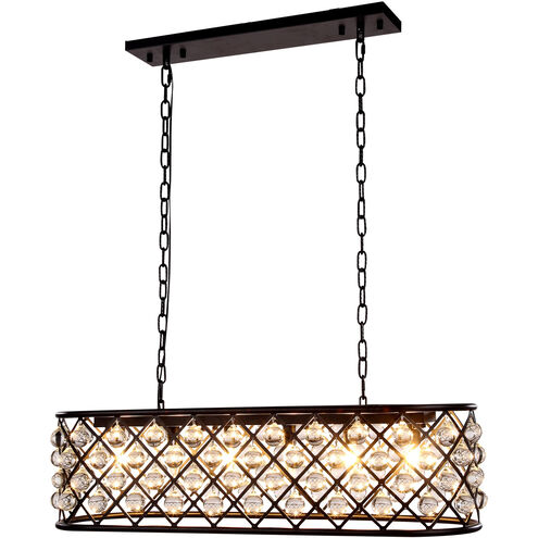 Madison 6 Light 40 inch Matte Black Island Pendant Ceiling Light in Clear, Smooth Royal Cut, Urban Classic