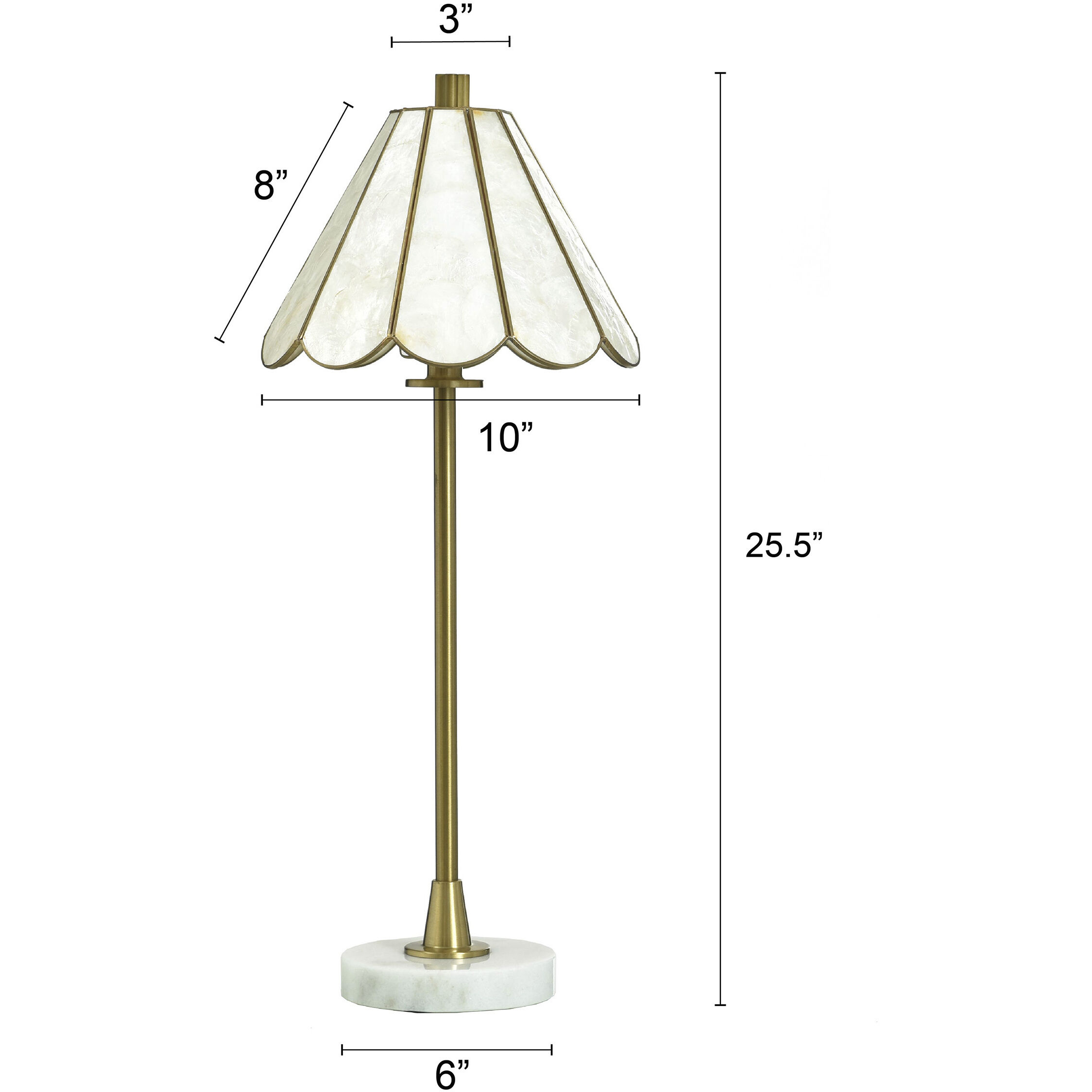 Verity 26 inch 40 watt White Marble and Polished Brass Table Lamp Portable Light