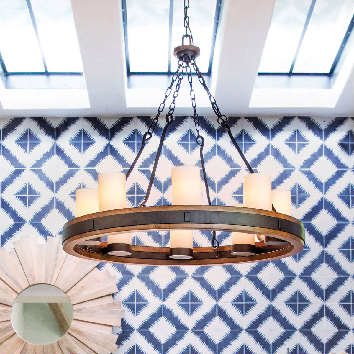 Cabot 8 Light 38 inch Rustic Iron Chandelier Ceiling Light