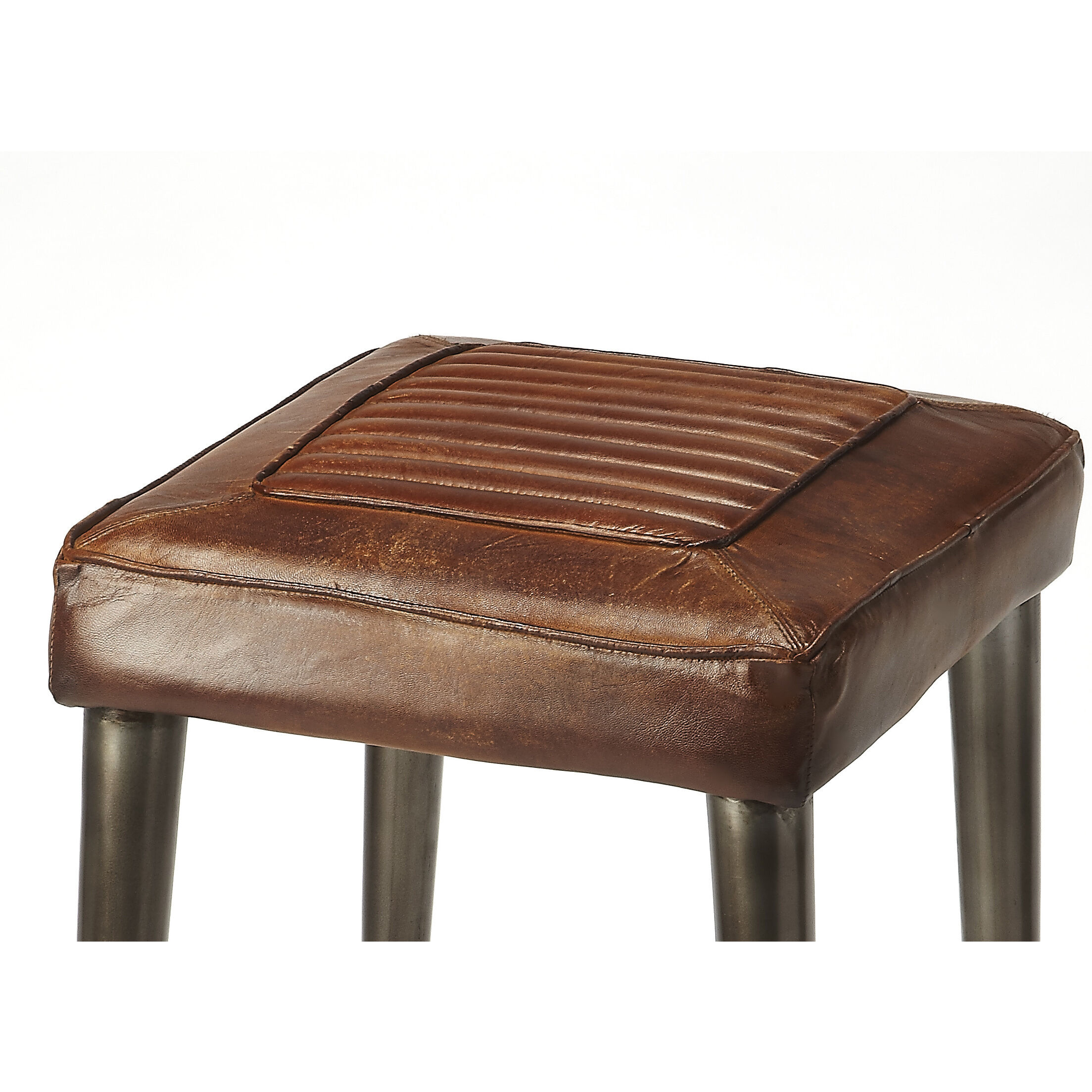 Industrial Chic Maxine Leather 32 inch Brown Leather Barstool