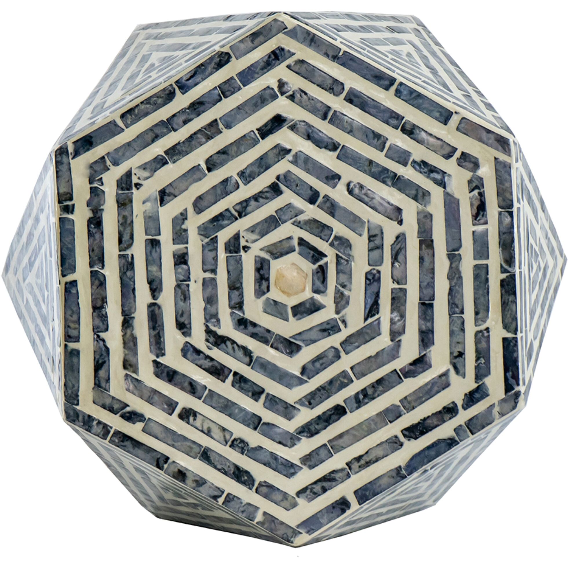 Hexagon 18.1 inch Black and White Stool, Hexagon