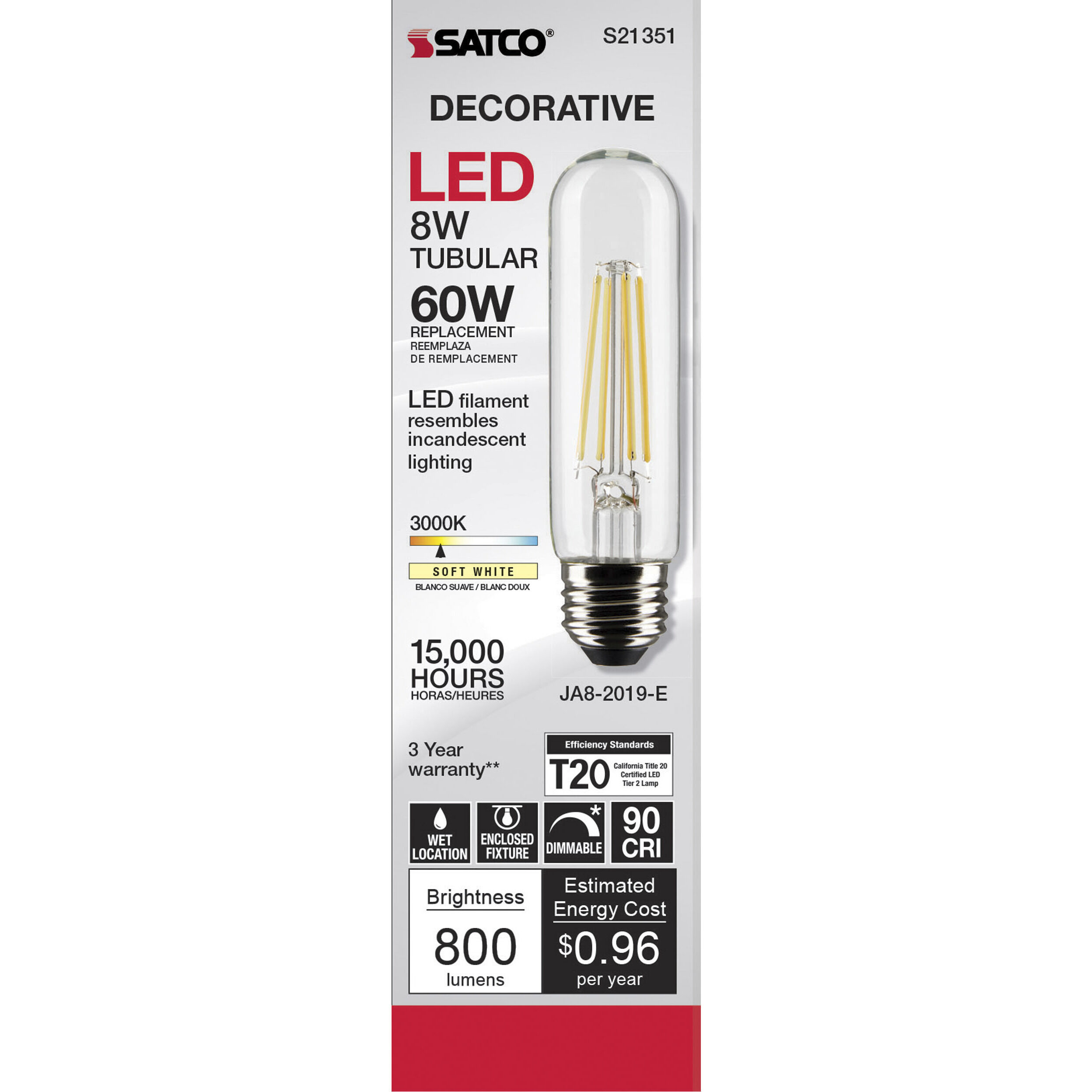 Lumos LED Medium Medium 8.00 watt 3000K LED Filament