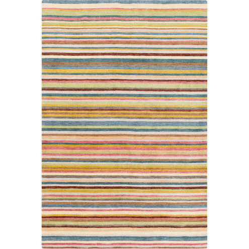 Indus Valley 96 X 60 inch Red and Green Area Rug, Wool