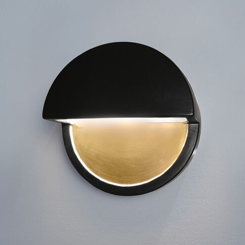 Ambiance LED 8 inch Carbon Matte Black with Champagne Gold ADA Wall Sconce Wall Light, Closed Top Fixture, Dome