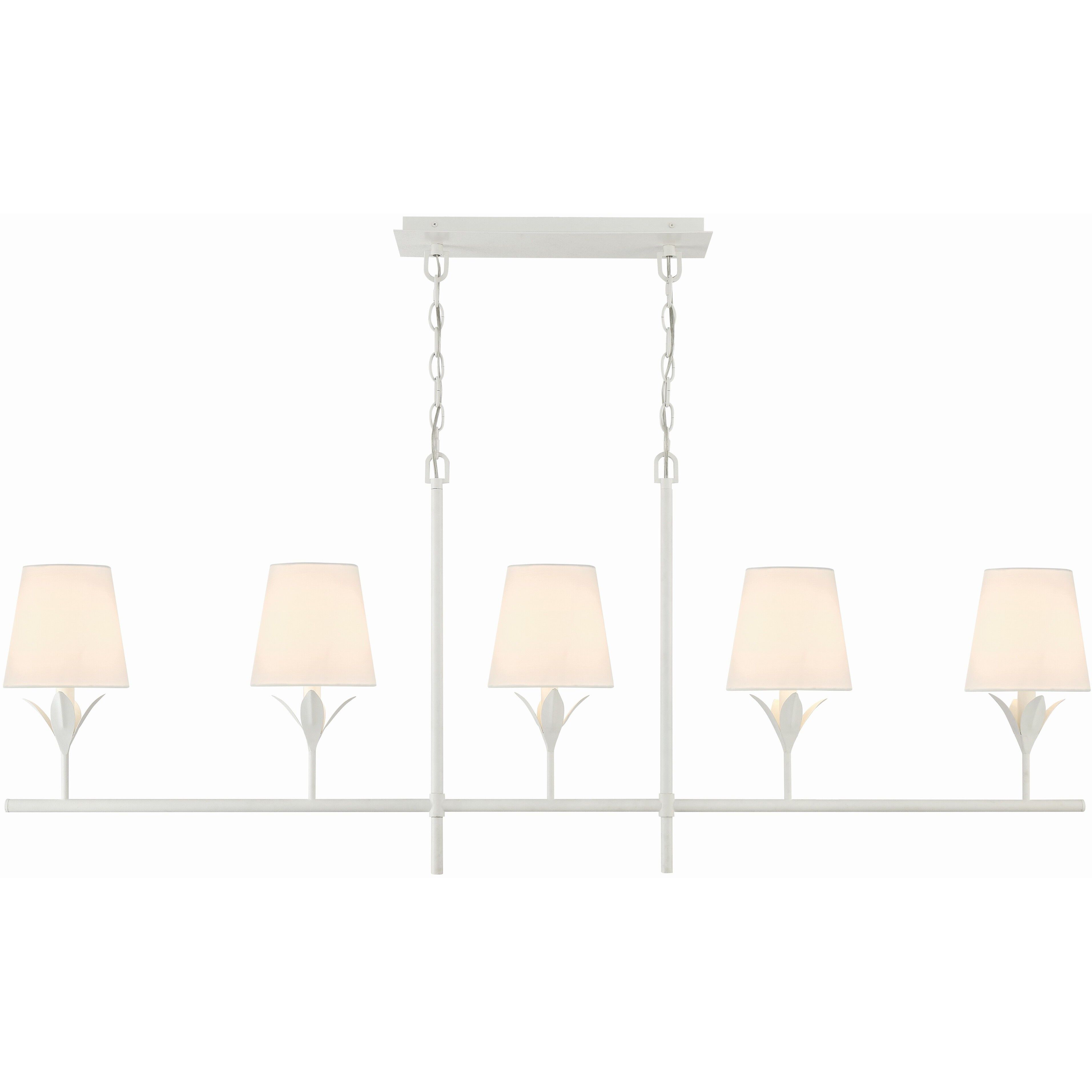 Broche 5 Light 53.5 inch Matte White Linear Chandelier Ceiling Light