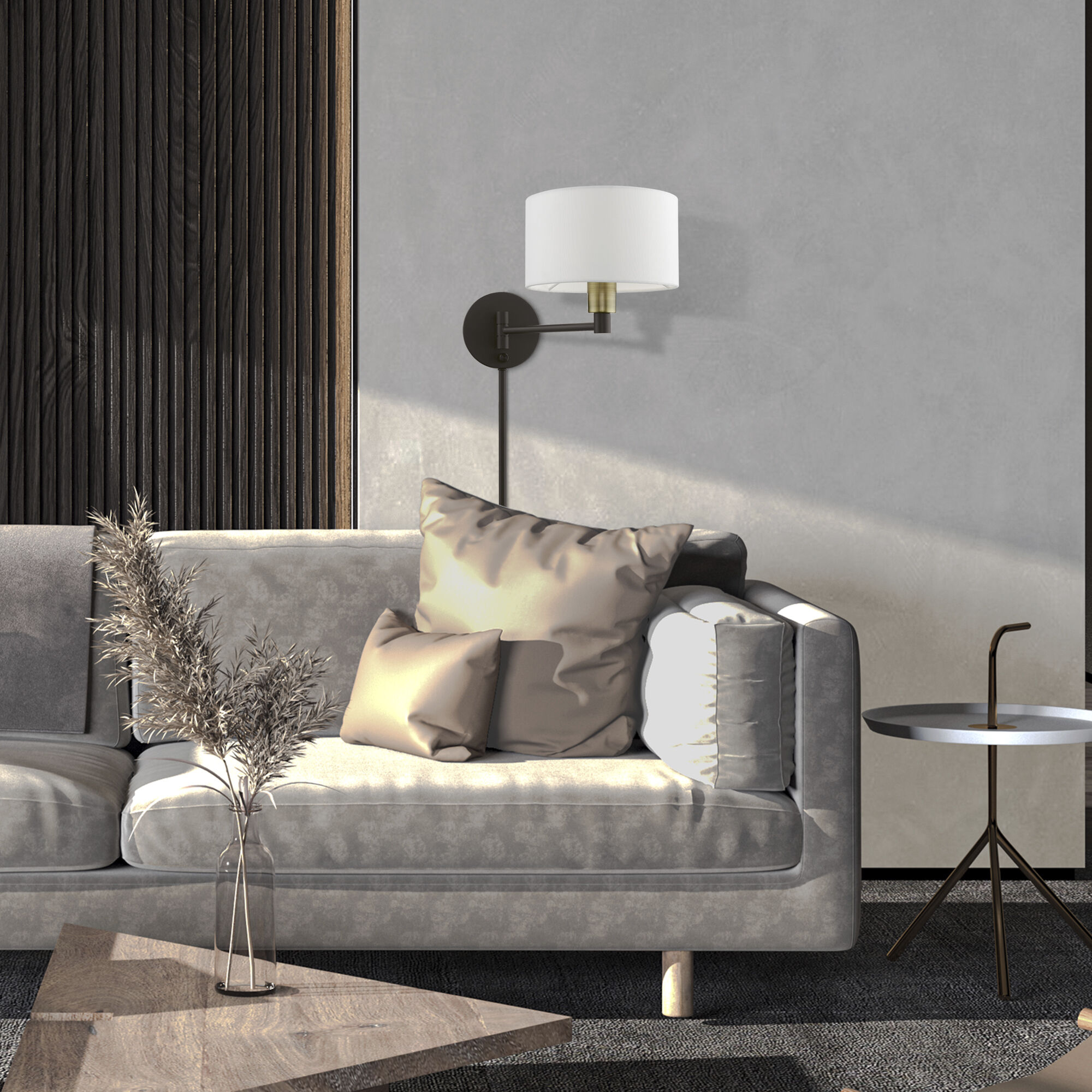 Allison 15 inch 60.00 watt Bronze with Antique Brass Accent Swing Arm Wall Lamp Wall Light