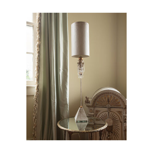 Madison 42 inch 60.00 watt Putty with Gold Leaf And Crystal Table Lamp Portable Light, Flambeau