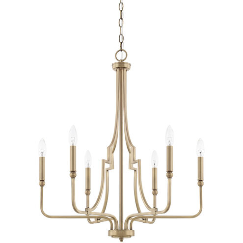 Dawson 6 Light 25 inch Aged Brass Chandelier Ceiling Light
