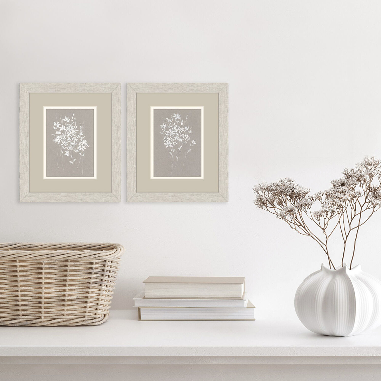 Delicate Botanicals Gray and Neutral Framed Art, Propac