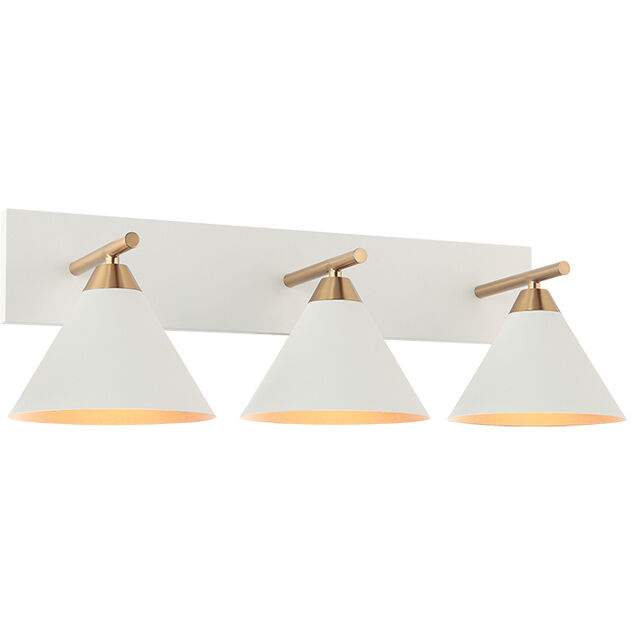 Bliss 3 Light 27.5 inch Aged Gold Brass and White Wall Sconce Wall Light