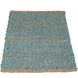 Shuttle Weave Durrie with Hamming 48 X 32 inch Petrol Rug, Rectangle