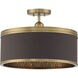 Splendour 4 Light 19 inch Aged Antique Brass Semi Flush Ceiling Light