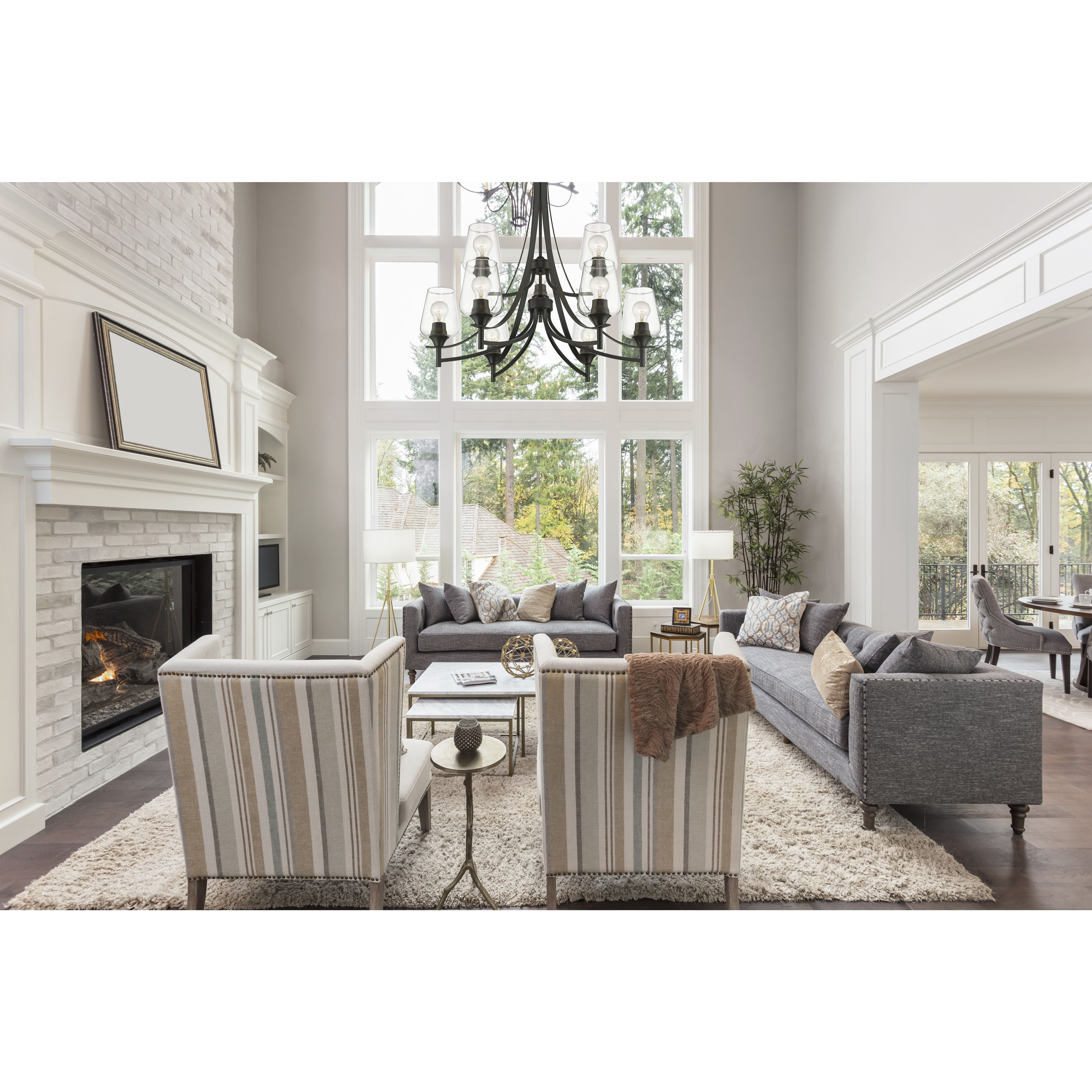 Joliet 9 Light 31 inch Matte Black Chandelier Ceiling Light