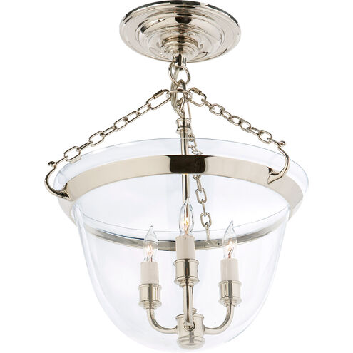 Chapman & Myers Country Bell Jar 3 Light 13 inch Polished Nickel Semi-Flush Mount Ceiling Light