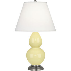 Small Double Gourd 22.75 inch 150.00 watt Butter Accent Lamp Portable Light in Pearl Dupioni