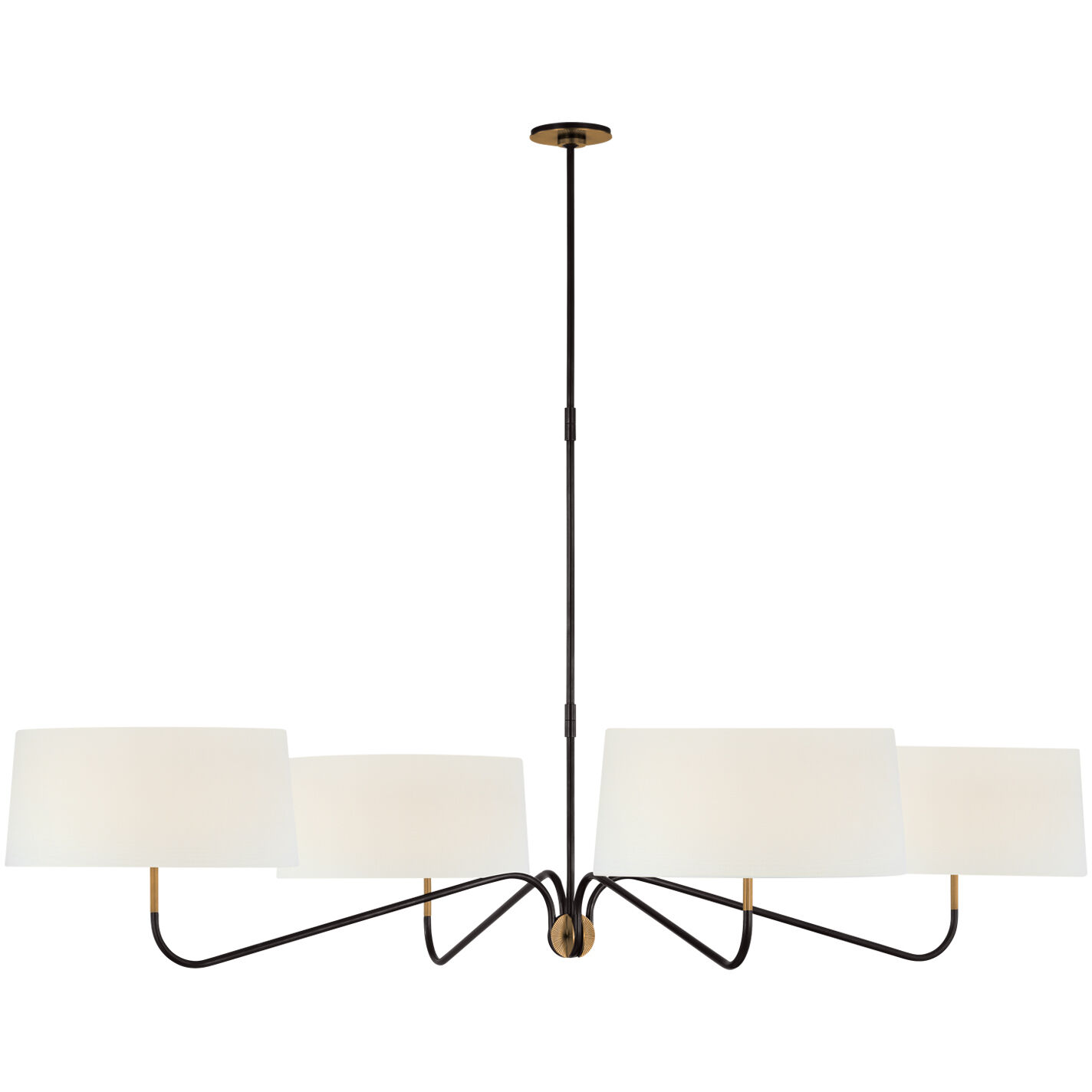 Thomas O'Brien Canto LED 68 inch Bronze and Brass Four Arm Chandelier Ceiling Light, Grande