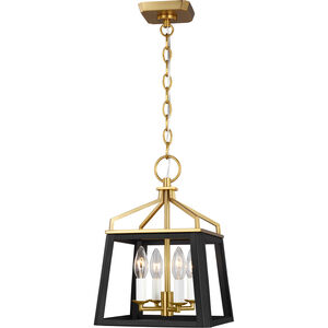 C&M by Chapman & Myers Carlow 4 Light 10 inch Midnight Black Chandelier Ceiling Light in Midnight Black / Burnished Brass