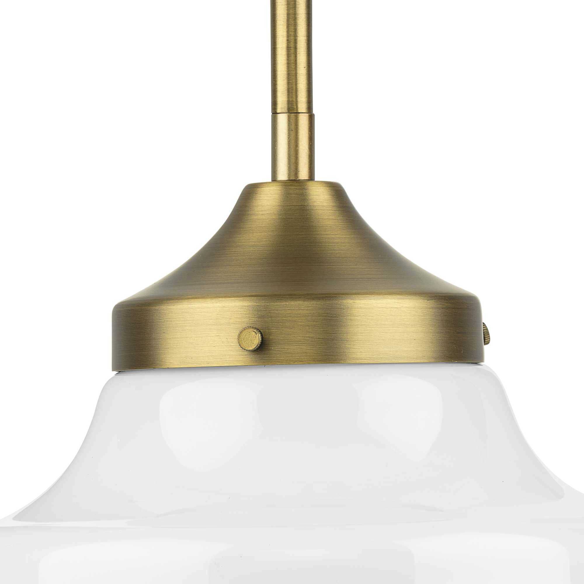 School House 1 Light 8 inch Vintage Brass Mini Pendant Ceiling Light