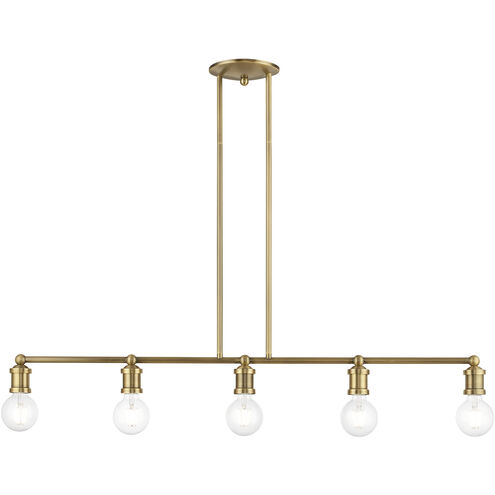 Lansdale 5 Light 40 inch Antique Brass Linear Chandelier Ceiling Light, Large