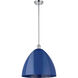 Ballston Plymouth Dome LED 16 inch Polished Chrome Pendant Ceiling Light in Matte Blue