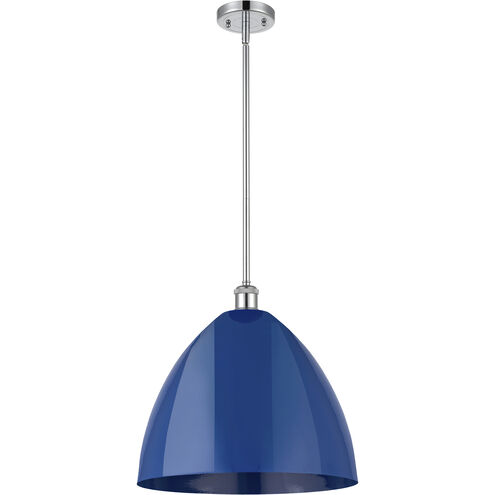 Ballston Plymouth Dome LED 16 inch Polished Chrome Pendant Ceiling Light in Matte Blue