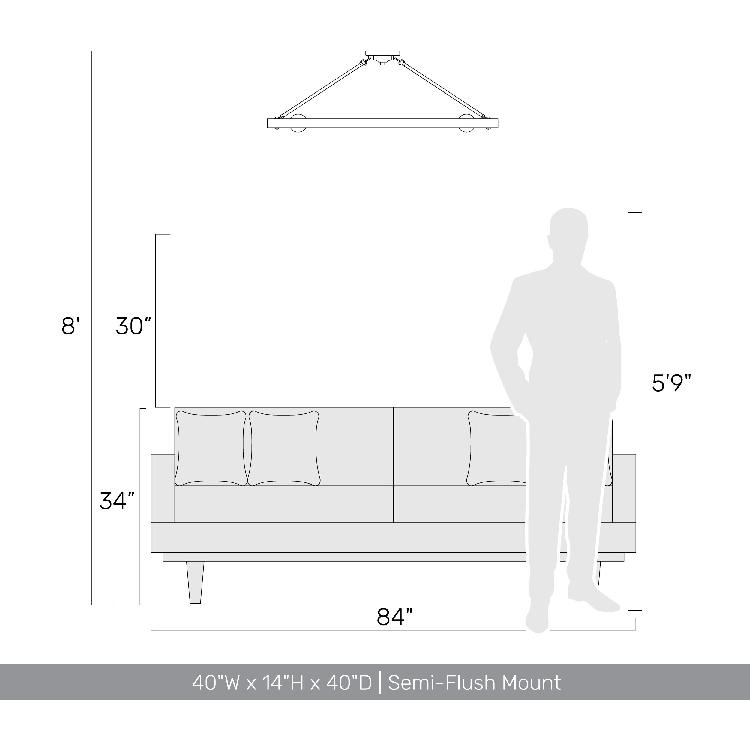 Castile 12 Light 40 inch Matte Black Semi-Flush Mount Ceiling Light