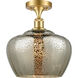 Ballston Large Fenton 1 Light 11 inch Satin Gold Semi-Flush Mount Ceiling Light in Mercury Glass, Ballston