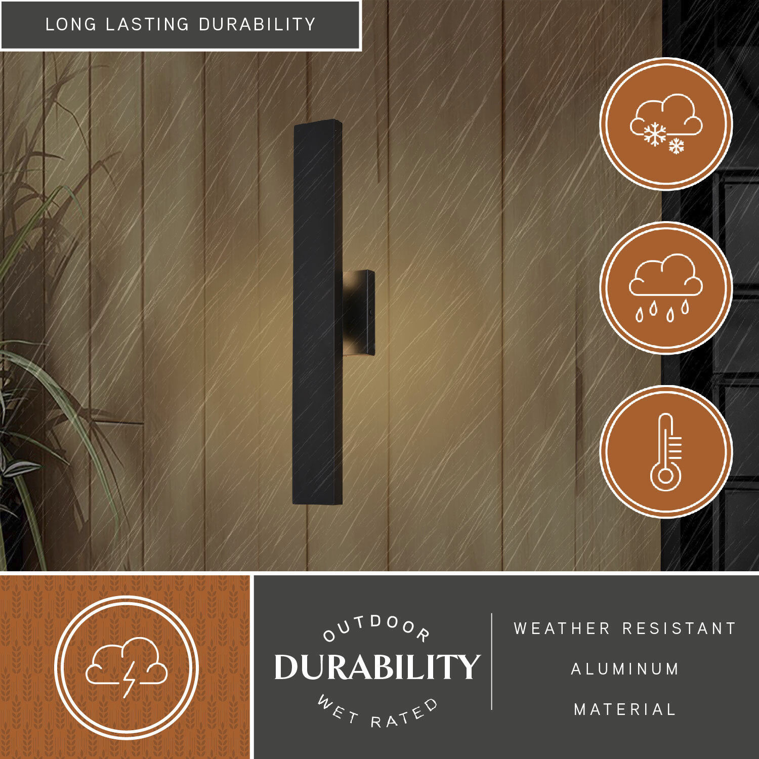 Owen LED 20 inch Matte Black Indoor Outdoor Wall Light, Backlit