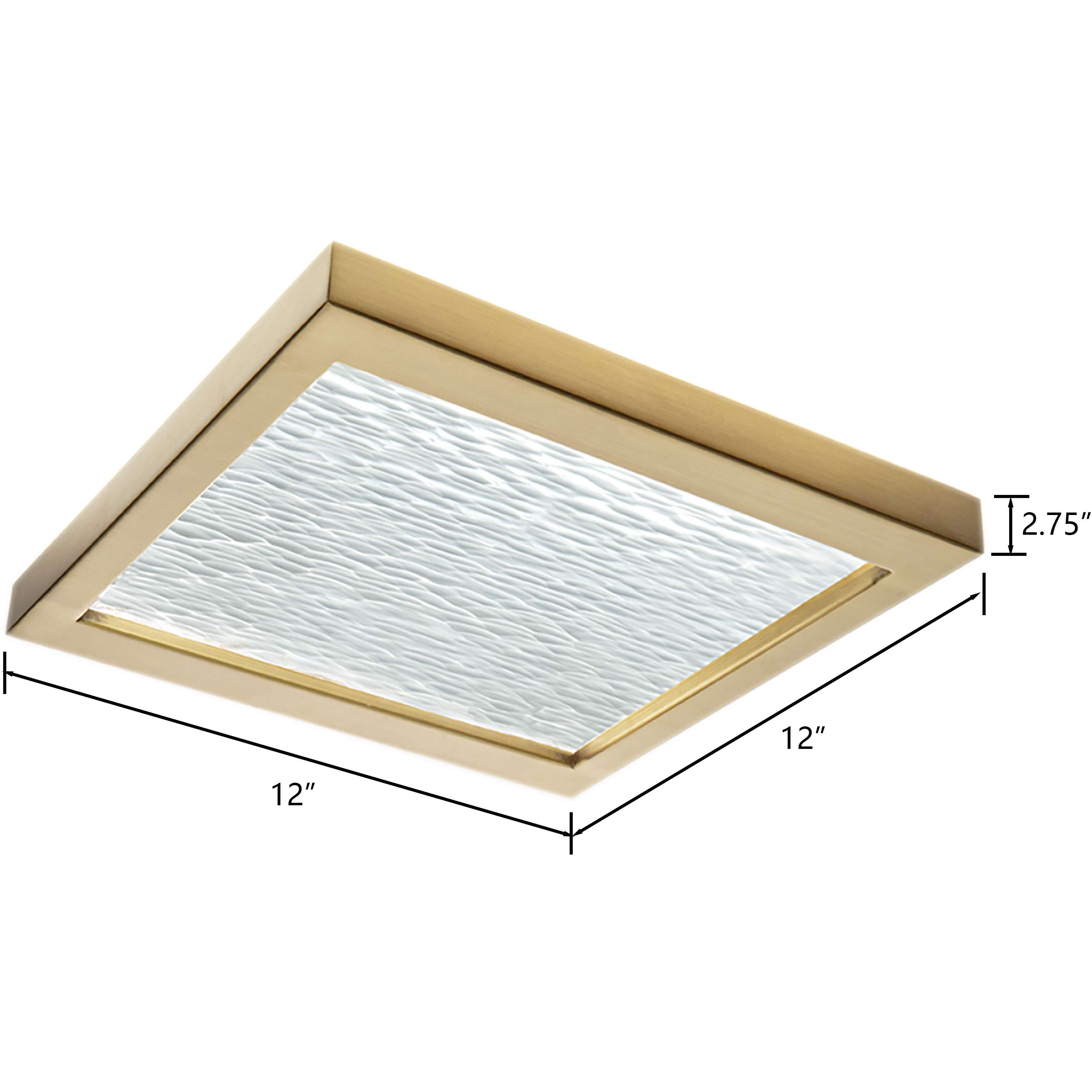 For-Square LED 12 inch Satin Brass with White Flush Mount Ceiling Light