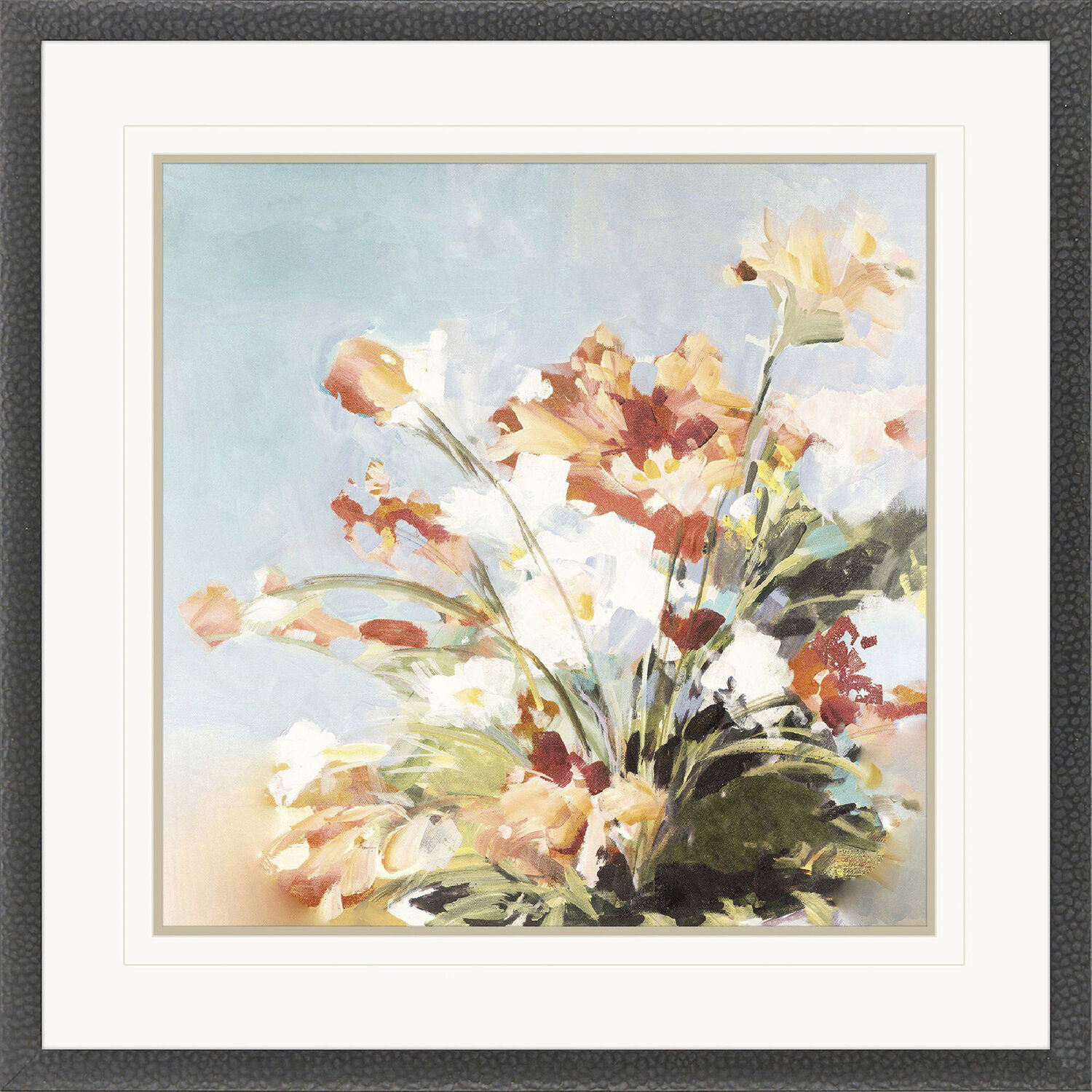 Sun Kissed Flowers Red and Green and Multi and Orange Framed Art