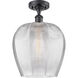Ballston Norfolk 1 Light 12 inch Matte Black Semi-Flush Mount Ceiling Light in Clear Glass