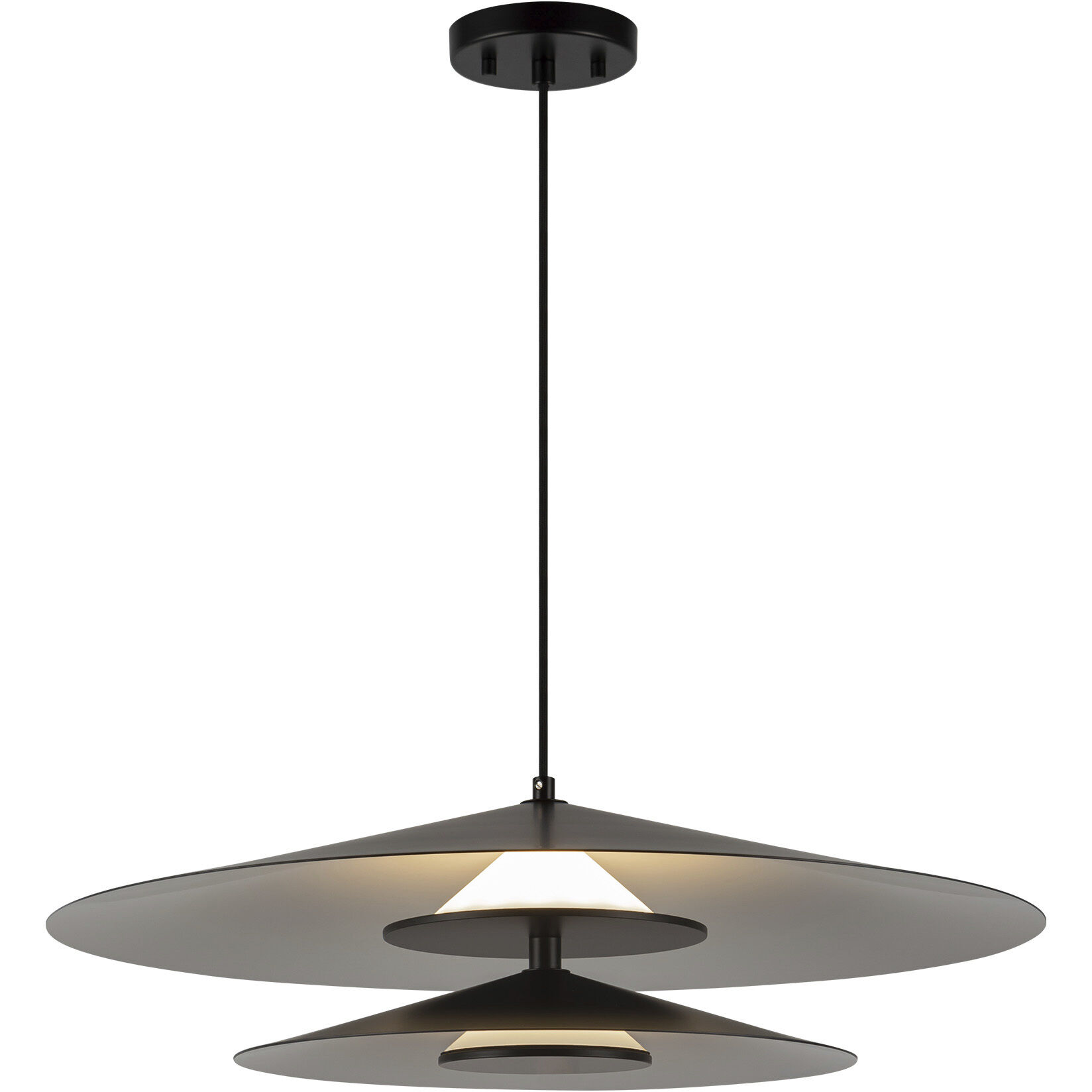Cruz Pendant Ceiling Light in Metal - Black and White, Spun Aluminum Shade